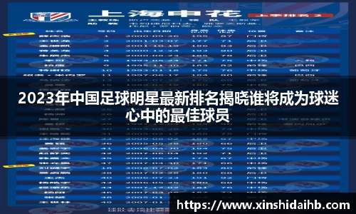2023年中国足球明星最新排名揭晓谁将成为球迷心中的最佳球员